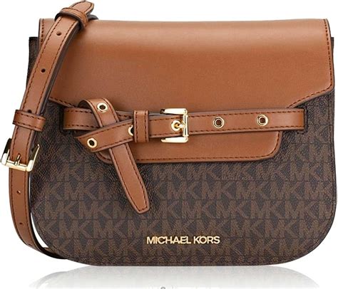 Michael Kors Emilia Small Saddle Flap Crossbody Brown MK 